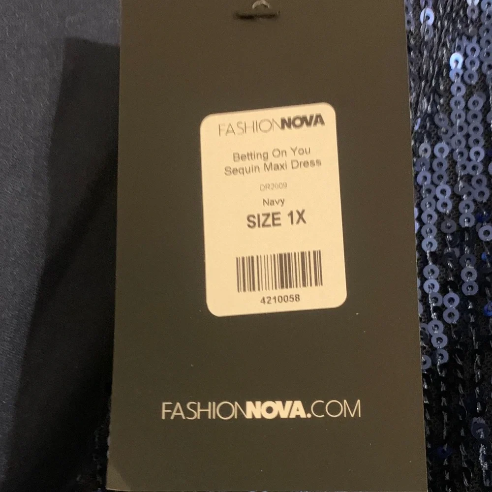 Blue Sequin Long Sleeve Dress - Picture 5 of 6